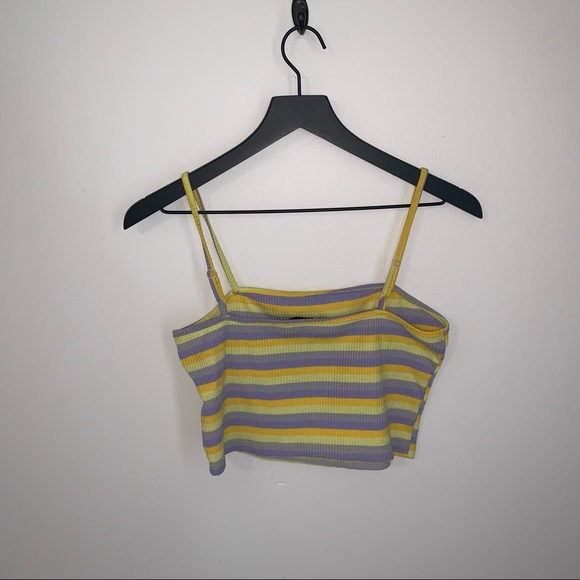 SHEIN Striped Cropped Camisole Purple Yellow Large - Picture 5 of 10